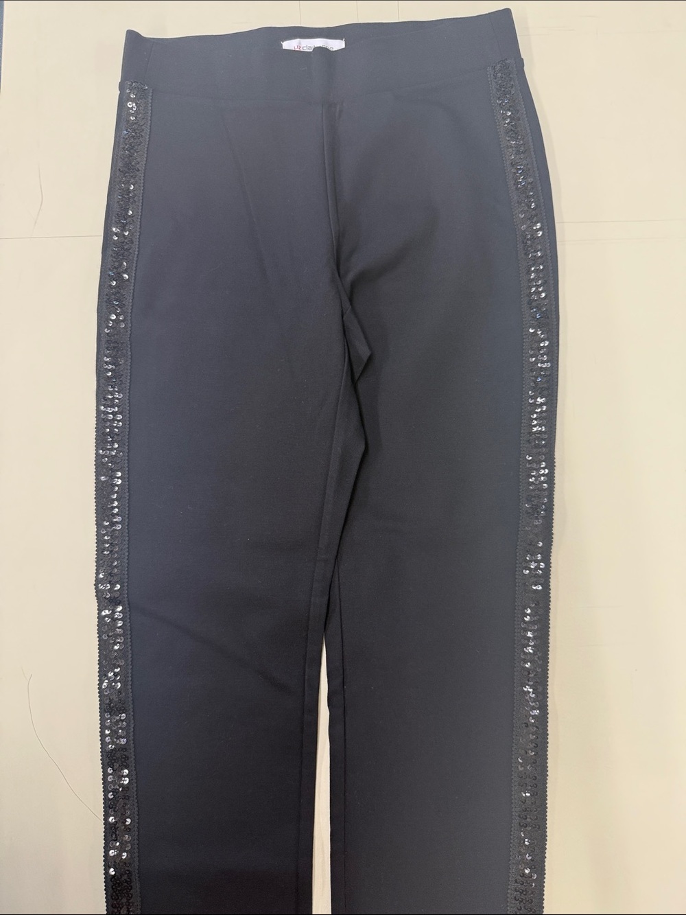 Liz Claiborne Black Leggings with Sequin Side Trim